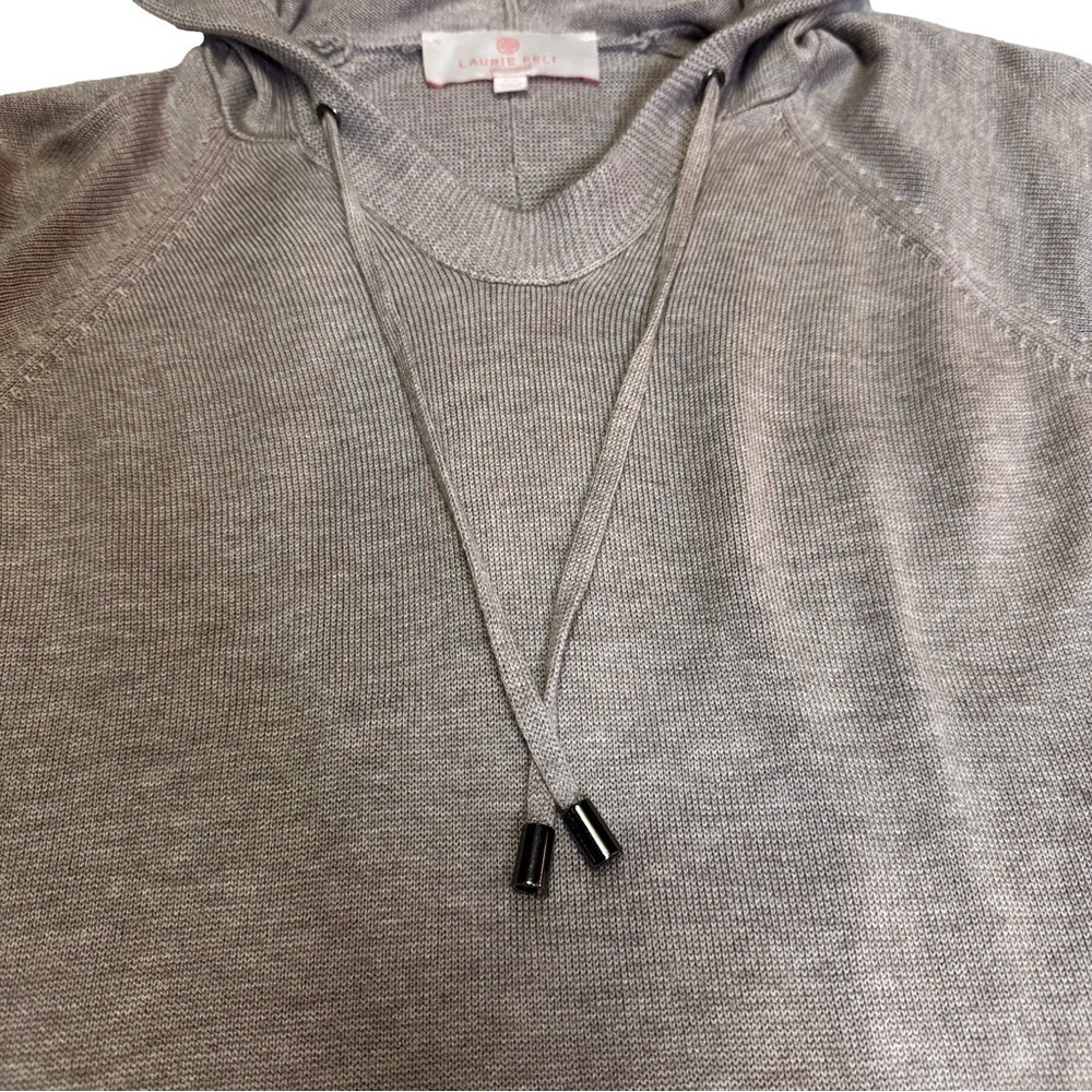 Laurie Felt Gray Hooded Sweater Cashmere Blend Size XS Ribbed Cuffs and Hem NWOT - Picture 8 of 12